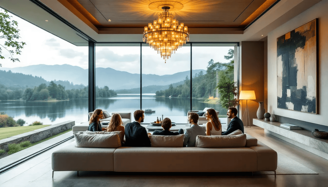 Happy clients sharing their testimonials about a luxury home.