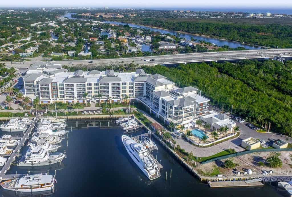 Luxury waterfront resort with marina and yachts