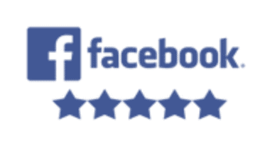 Facebook logo with five star rating