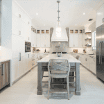 Modern kitchen with island and pendant lighting
