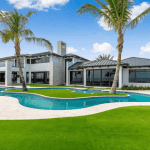 Luxury house with pool and palm trees